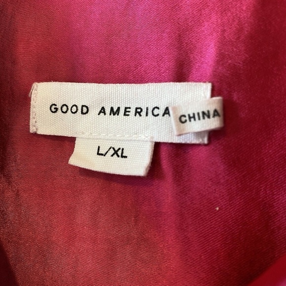 Women's Good American Washed Satin Weekend Shirt L / XL Love Potion Pink - Picture 6 of 14